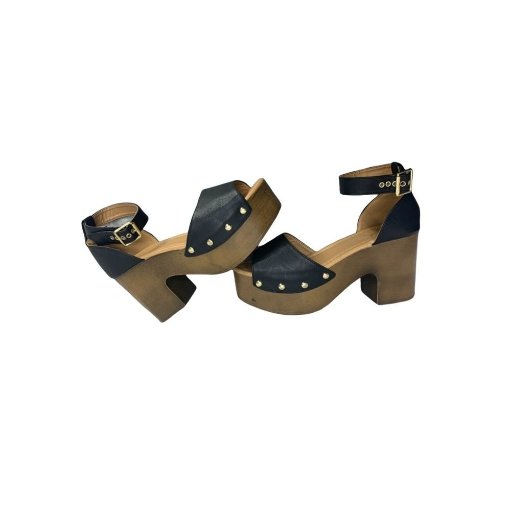 Qupid Wedge Studded Black Size 7.5‎ Strappy sandals
